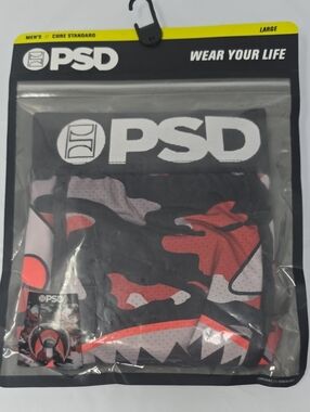 PSD Men’s warface Jet Black, Red & Gray Camo Boxer Briefs
